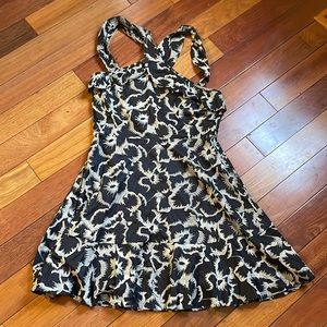 Black and cream embroidered Banana Republic dress - Sz 14